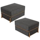 Kit 02 Puffs Decorativo Retangular Para Sala de Estar Domus L02 Linho Cinza Escuro - Lyam Decor