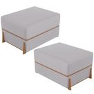 Kit 02 Puffs Decorativo Retangular Para Sala de Estar Domus L02 Linho Cinza - Lyam Decor