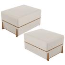 Kit 02 Puffs Decorativo Retangular Para Sala de Estar Domus L02 Linho Cru - Lyam Decor Kit 02 Puffs Decorativo Retangular Para Sala de Estar Domus L02 Linho Cru - Lyam Decor