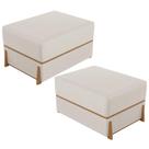 Kit 02 Puffs Decorativo Retangular Para Sala de Estar Domus L02 Linho Cru - Lyam Decor Kit 02 Puffs Decorativo Retangular Para Sala de Estar Domus L02 Linho Cru - Lyam Decor