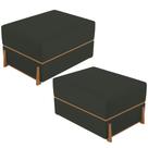 Kit 02 Puffs Decorativo Retangular Para Sala de Estar Domus L02 Linho Verde Musgo - Lyam Decor