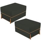 Kit 02 Puffs Decorativo Retangular Para Sala de Estar Domus L02 Linho Verde Musgo - Lyam Decor