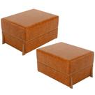 Kit 02 Puffs Decorativo Retangular Para Sala de Estar Domus L02 material sintético Canela - Lyam Decor