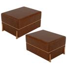 Kit 02 Puffs Decorativo Retangular Para Sala de Estar Domus L02 material sintético Marrom - Lyam Decor