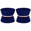 Kit 02 Puffs Decorativo Sala de Estar 45cm Dhaka Veludo Azul Bic G15 - Gran Belo