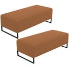 Kit 02 Puffs Decorativo Sala de Estar Bali W01 Base Ferro 120x50 cm Bouclê Terracota - Lyam Decor
