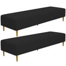 Kit 02 Puffs Decorativo Sala De Estar Bali W01 Pés Palito 170x60cm Suede Preto - Lyam Decor