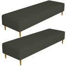 Kit 02 Puffs Decorativo Sala de Estar Bali W01 Pés Palito 190x60cm Linho Verde Musgo - Lyam Decor