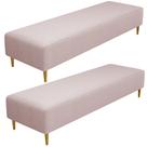 Kit 02 Puffs Decorativo Sala de Estar Bali W01 Pés Palito 210x60cm Bouclê Rosê - Lyam Decor