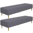 Kit 02 Puffs Decorativo Sala de Estar Bali W01 Pés Palito 210x60cm Suede Cinza - Lyam Decor Kit 02 Puffs Decorativo Sala de Estar Bali W01 Pés Palito 210x60cm Suede Cinza - Lyam Decor