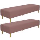 Kit 02 Puffs Decorativo Sala de Estar Bali W01 Pés Palito 210x60cm Suede Rosê - Lyam Decor Kit 02 Puffs Decorativo Sala de Estar Bali W01 Pés Palito 210x60cm Suede Rosê - Lyam Decor