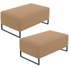 Kit 02 Puffs Decorativo Sala De Estar Cléo 90cm Base De Ferro Preto W01 Bouclê Mostarda - Lyam Decor