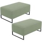 Kit 02 Puffs Decorativo Sala De Estar Cléo 90cm Base De Ferro Preto W01 Bouclê Oliva - Lyam Decor