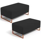 Kit 02 Puffs Decorativo Sala De Estar Cléo 90cm W01 Base Ferro Cobre Suede Preto - Lyam Decor