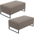 Kit 02 Puffs Decorativo Sala De Estar Cléo 90cm W01 Base Ferro Preto Bouclê Bege - Lyam Decor