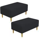 Kit 02 Puffs Decorativo Sala de Estar Cléo Pés Palito 90 cm Suede Preto - Lyam Decor