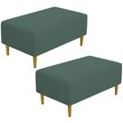 Kit 02 Puffs Decorativo Sala de Estar Cléo Pés Palito 90 cm Suede Verde Musgo - Lyam Decor