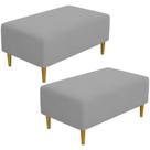 Kit 02 Puffs Decorativo Sala de Estar Cléo W01 Pés Palito 90 cm Material Sintético Cinza - Lyam Decor