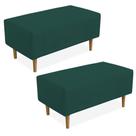 Kit 02 Puffs Decorativo Sala de Estar Cléo W01 Pés Palito 90 cm Suede Verde Musgo - Lyam Decor