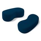 Kit 02 Puffs Decorativos Living Aisha Orgânico 02 Lugares Bouclê Azul Marinho - Abmaza
