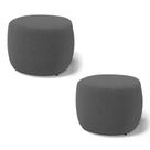 Kit 02 Puffs Decorativos Living Aisha Orgânico Redondo Bouclê Cinza Escuro - Desk Design Kit 02 Puffs Decorativos Living Aisha Orgânico Redondo Bouclê Cinza Escuro - Desk Design