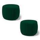 Kit 02 Puffs Decorativos Living Aisha Orgânico Redondo Bouclê Verde - Desk Design Kit 02 Puffs Decorativos Living Aisha Orgânico Redondo Bouclê Verde - Desk Design
