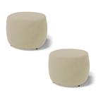 Kit 02 Puffs Decorativos Living Aisha Orgânico Redondo Veludo Bege - Desk Design Kit 02 Puffs Decorativos Living Aisha Orgânico Redondo Veludo Bege - Desk Design