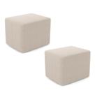 Kit 02 Puffs Decorativos Living Yumi Retangular 60cm Bouclê Bege - Desk Design Kit 02 Puffs Decorativos Living Yumi Retangular 60cm Bouclê Bege - Desk Design