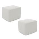 Kit 02 Puffs Decorativos Living Yumi Retangular 60cm Bouclê Off White - Abmaza