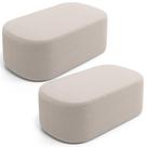 Kit 02 Puffs Decorativos Orgânico para Living Quarto 100cm Doha W01 Bouclê Creme - Lyam Decor