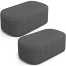 Kit 02 Puffs Decorativos Orgânico para Living Quarto 100cm Doha W01 Linho Cinza Escuro - Lyam Decor