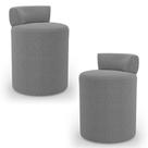 Kit 02 Puffs Decorativos Orgânicos Living Aegon Minimalista Bouclê Cinza Escuro - Desk Design