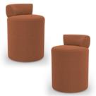 Kit 02 Puffs Decorativos Orgânicos Living Aegon Minimalista Bouclê Terracota - Desk Design