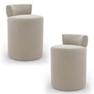 Kit 02 Puffs Decorativos Orgânicos Living Aegon Minimalista Veludo Bege - Abmaza