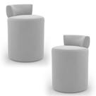 Kit 02 Puffs Decorativos Orgânicos Living Aegon Minimalista Veludo Cinza Claro - Desk Design