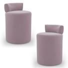 Kit 02 Puffs Decorativos Orgânicos Living Aegon Minimalista Veludo Rosê - Desk Design
