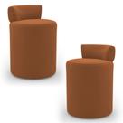 Kit 02 Puffs Decorativos Orgânicos Living Aegon Minimalista Veludo Terracota - Desk Design