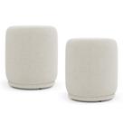 Kit 02 Puffs Decorativos Orgânicos Living Mavi Bouclê Creme - Abmaza