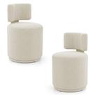 Kit 02 Puffs Decorativos Orgânicos Living Melis Minimalista Bouclê Bege - Desk Design