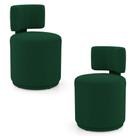 Kit 02 Puffs Decorativos Orgânicos Living Melis Minimalista Bouclê Verde - Desk Design