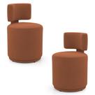 Kit 02 Puffs Decorativos Orgânicos Living Melis Minimalista Veludo Terracota - Abmaza