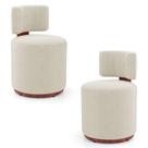 Kit 02 Puffs Decorativos Orgânicos Melis Bouclê Bege material sintético Ocre - Abmaza