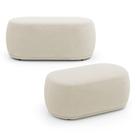 Kit 02 Puffs Decorativos Orgânicos Molly 02 Lugares Bouclê Bege - Desk Design Kit 02 Puffs Decorativos Orgânicos Molly 02 Lugares Bouclê Bege - Desk Design