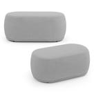 Kit 02 Puffs Decorativos Orgânicos Molly 02 Lugares Bouclê Cinza Claro - Desk Design Kit 02 Puffs Decorativos Orgânicos Molly 02 Lugares Bouclê Cinza Claro - Desk Design
