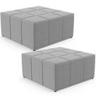 Kit 02 Puffs Decorativos Para Sala De Estar Quadrado Milano 90x90 W01 Bouclê Cinza - Lyam Decor