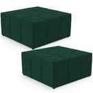 Kit 02 Puffs Decorativos Para Sala De Estar Quadrado Milano 90x90 W01 Bouclê Verde - Lyam Decor Kit 02 Puffs Decorativos Para Sala De Estar Quadrado Milano 90x90 W01 Bouclê Verde - Lyam Decor