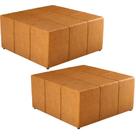 Kit 02 Puffs Decorativos Para Sala De Estar Quadrado Milano 90x90 W01 Sintético Whisky - Lyam Decor Kit 02 Puffs Decorativos Para Sala De Estar Quadrado Milano 90x90 W01 Sintético Whisky - Lyam Decor