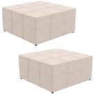 Kit 02 Puffs Decorativos Para Sala de Estar Quadrado Milano 90x90 W01 Suede Bege - Lyam Decor Kit 02 Puffs Decorativos Para Sala de Estar Quadrado Milano 90x90 W01 Suede Bege - Lyam Decor