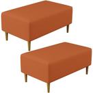 Kit 02 Puffs Decorativos Sala De Estar Cléo W01 Pés Palito 90cm Tecido Terracota