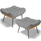 Kit 02 Puffs Decorativos Sala de Estar Costela L02 Pied Poule - Lyam Decor